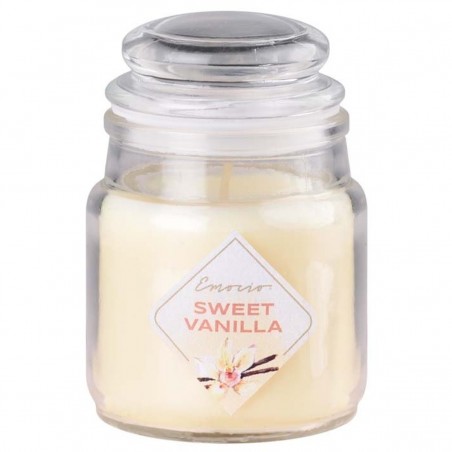 Svíčka vonná EMOCIO sklo 57x85 mm se skleněným víčkem | SWEET VANILLA